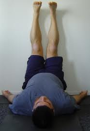 legs up on wall - man